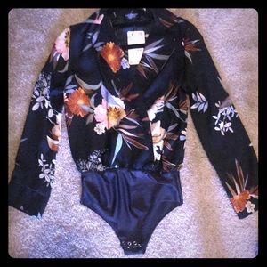 Zara floral silk bodysuit